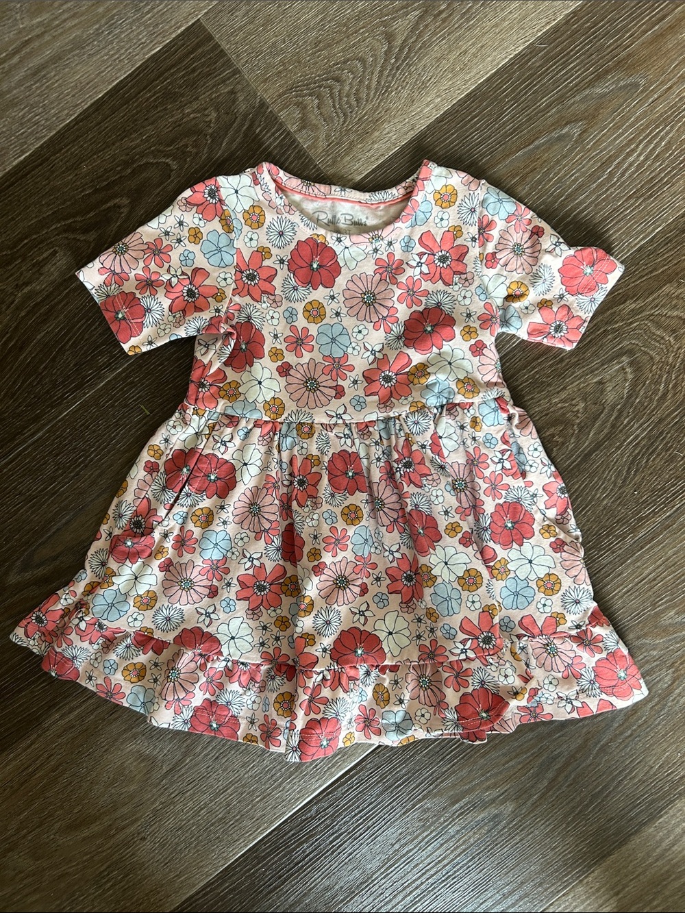 Pink Floral Short-Sleeve Kids Dress